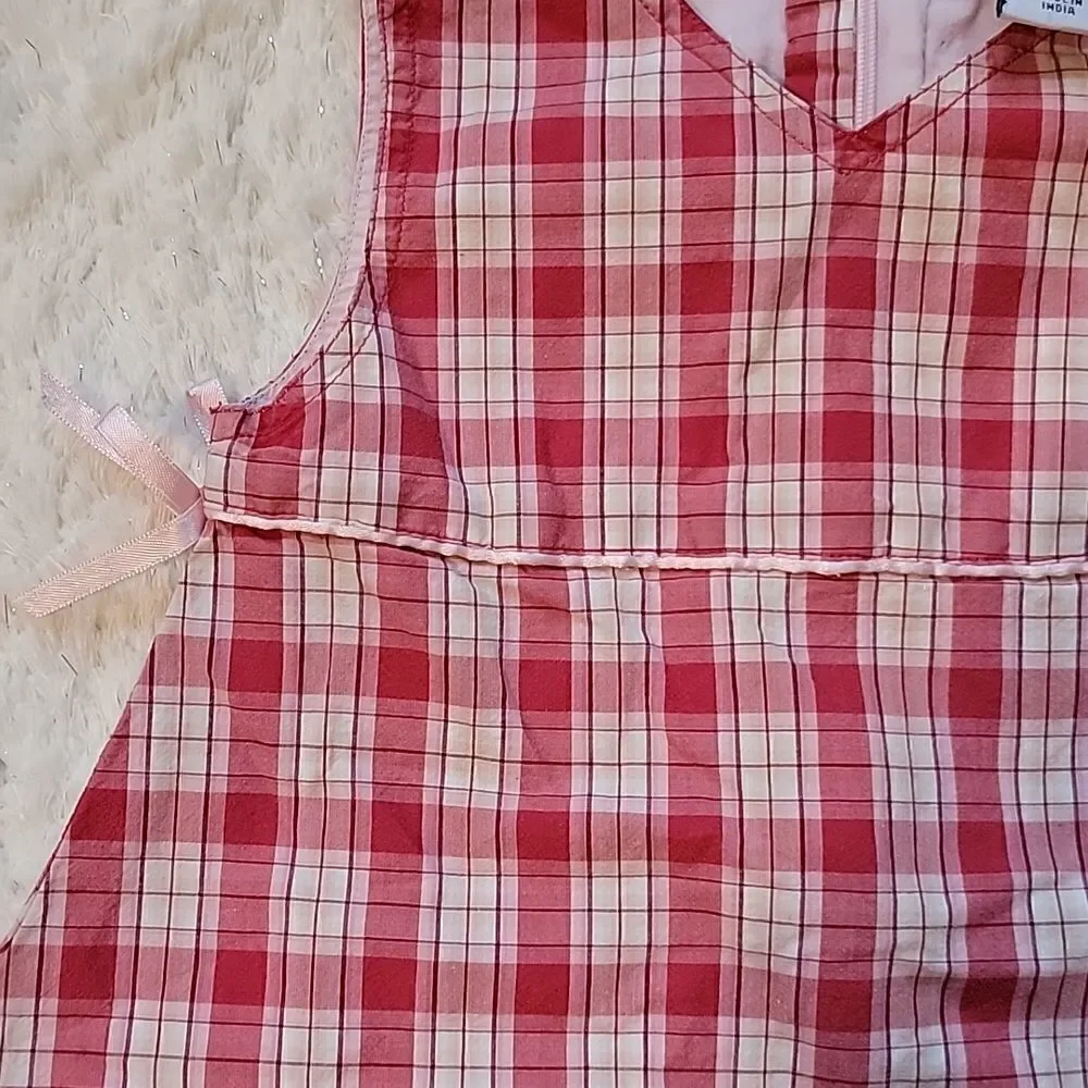 Baby GAP 2-PIECE RED AND WHITE PLAID SUN DRESS WITH BLOOMERS, SIZE 12-18 MONTHS